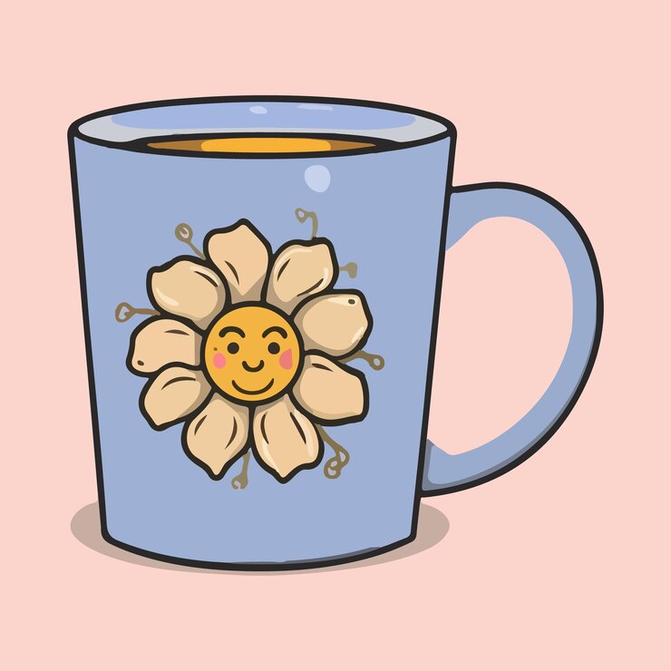 Vector flores bonitas taza de cerámica blanca flor bonita