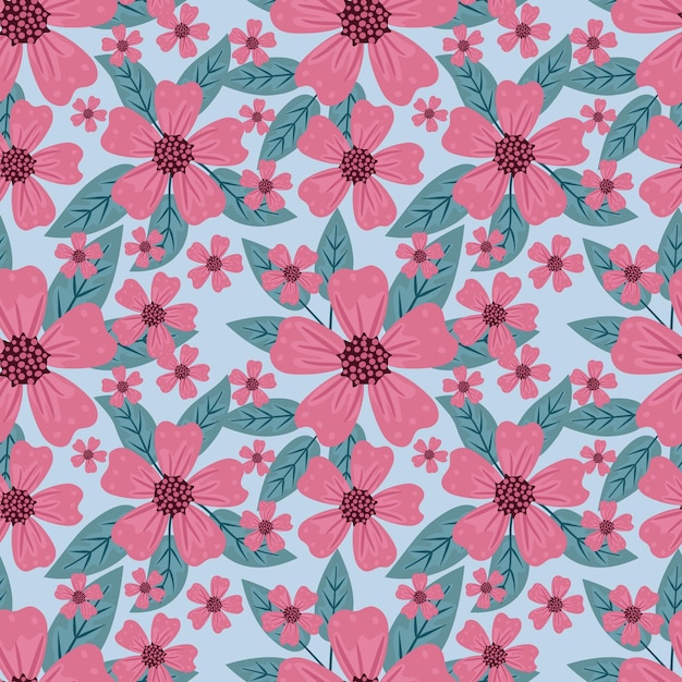 Flores botánicas y deja un patrón sin costuras para papel tapiz textil de tela