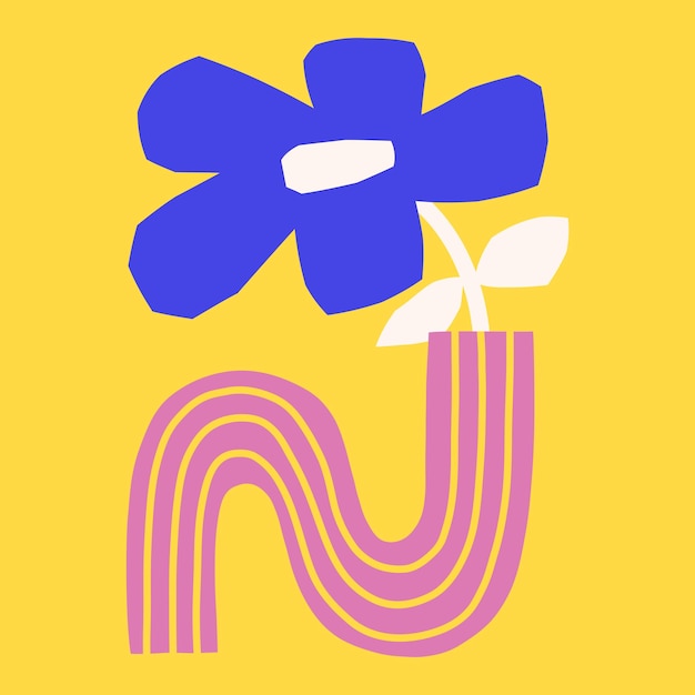 Vector flores brillantes en un clipart vectorial de jarrón ilustración floral de corte de papel de moda elementos botánicos planos