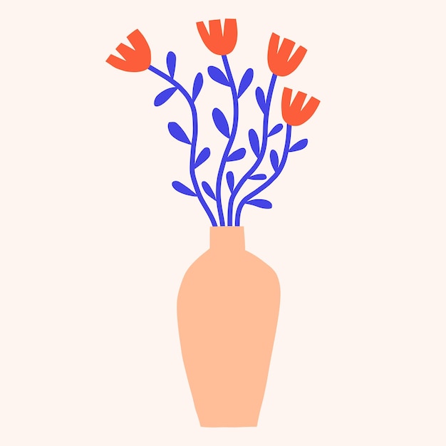 Vector flores brillantes en un clipart vectorial de jarrón ilustración floral de corte de papel de moda elementos botánicos planos