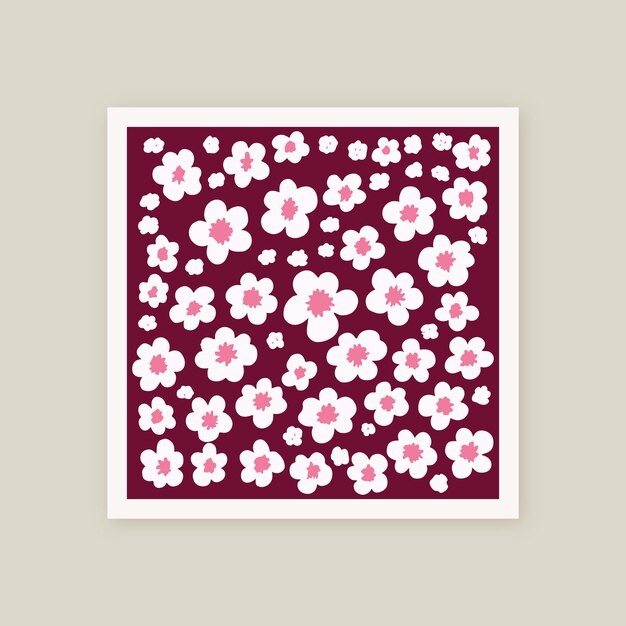 Flores de cerezo lindas pintadas a mano Ilustración floral de flores de cerezo de árbol japonés rosa