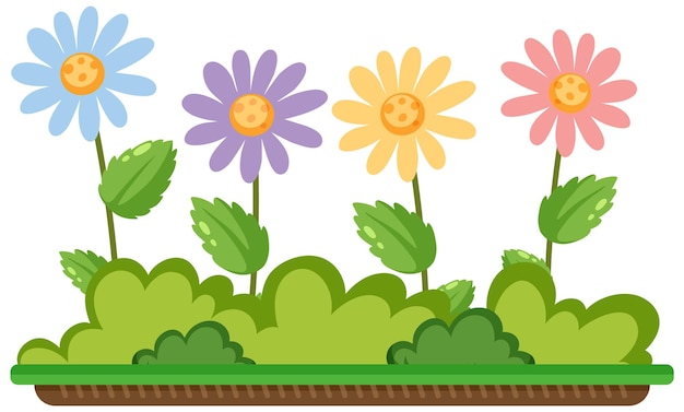 Vector flores de colores con arbusto