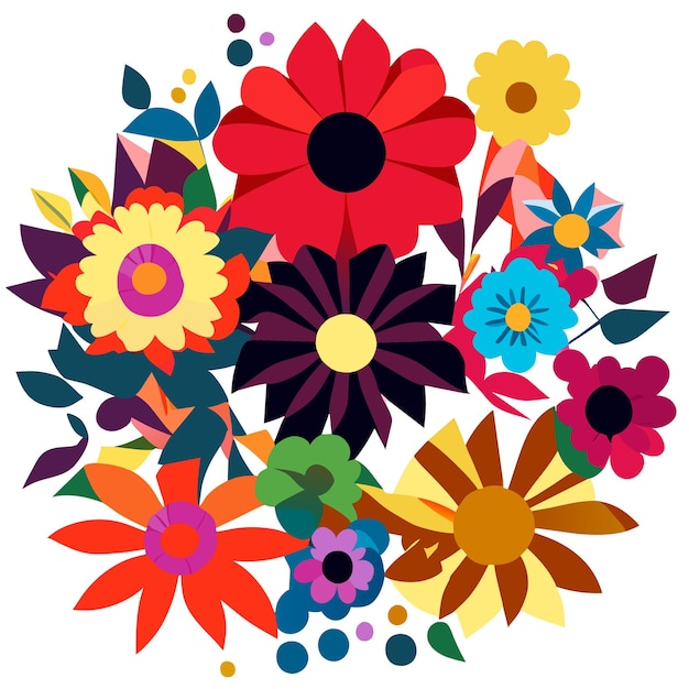 Vector flores de colores sobre fondo blanco ilustración vectorial