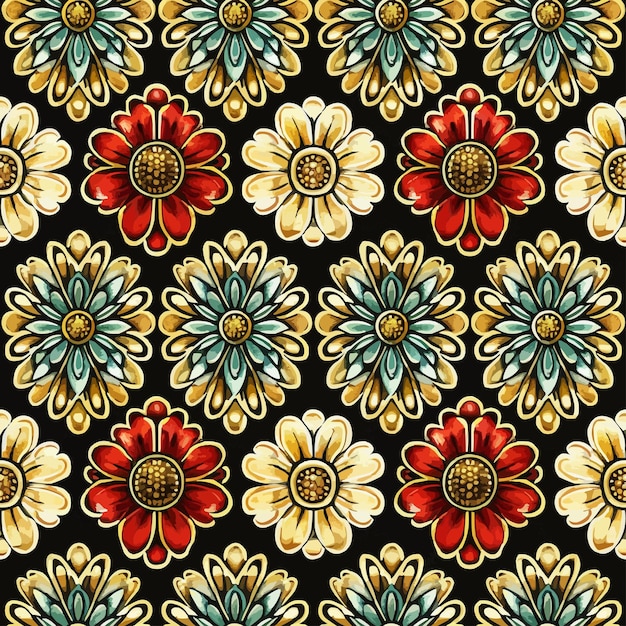 flores de colores sobre un fondo negro