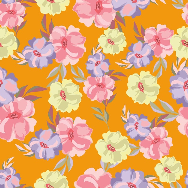 flores coloridas en un fondo naranja