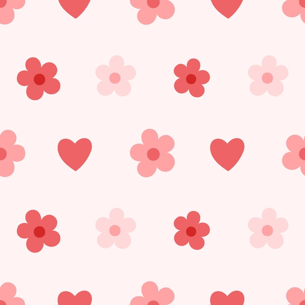 Flores y corazones vector de patrones sin fisuras. Lindo papel digital floral