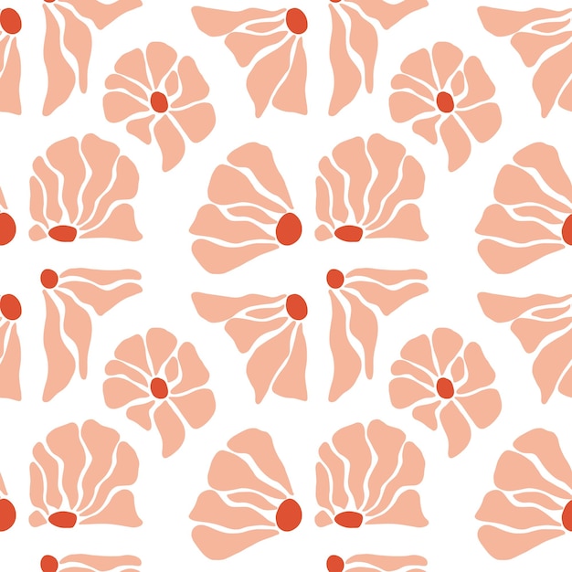 Flores cortadas orgánicas dibujadas a mano en un patrón abstracto de estilo moderno