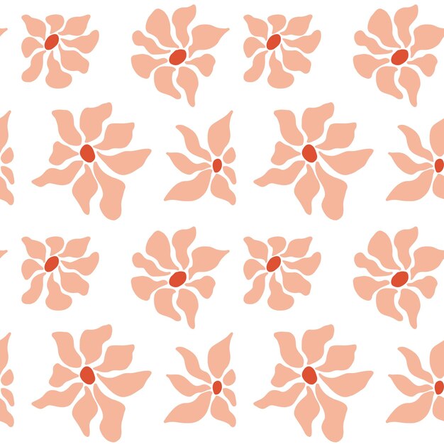 Flores cortadas orgánicas dibujadas a mano en un patrón sin costuras de estilo moderno sobre fondo negro
