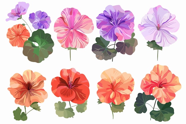 Flores delicadas prensadas y secas, aisladas sobre un fondo blanco