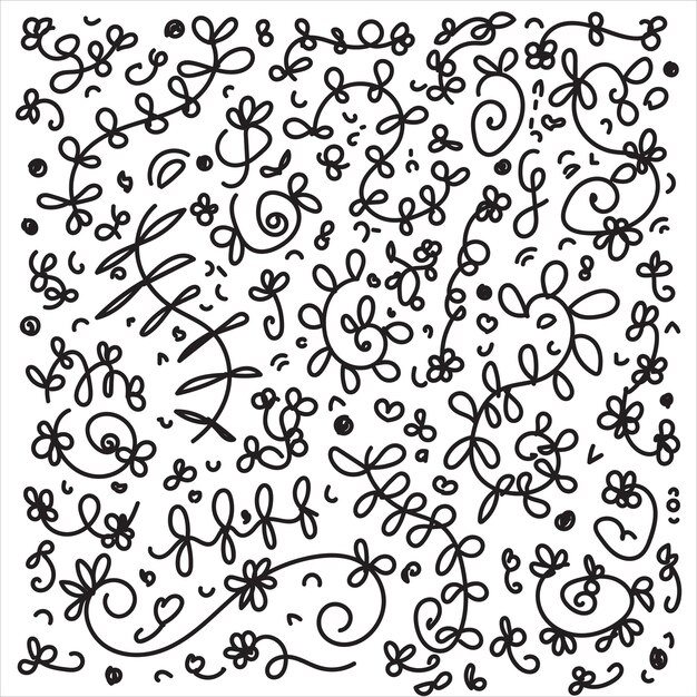 Flores dibujadas a mano al estilo de dibujos animados Collaje ramos contemporáneos Compuesto vectorial floral abstracto moderno