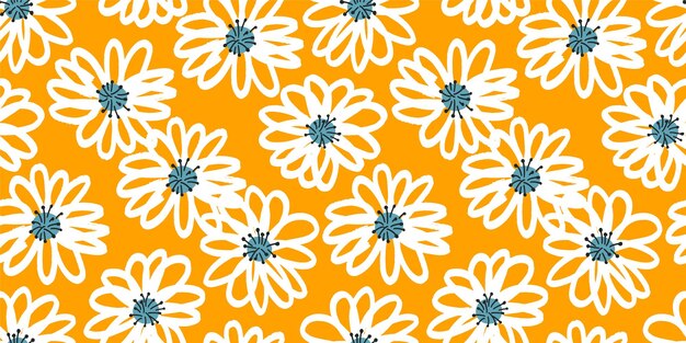 Flores dibujadas a mano por vector Patrón sin costuras para diseño textil Papel de pared artículos de papelería decoración del hogar embalaje fondo arte y artesanía