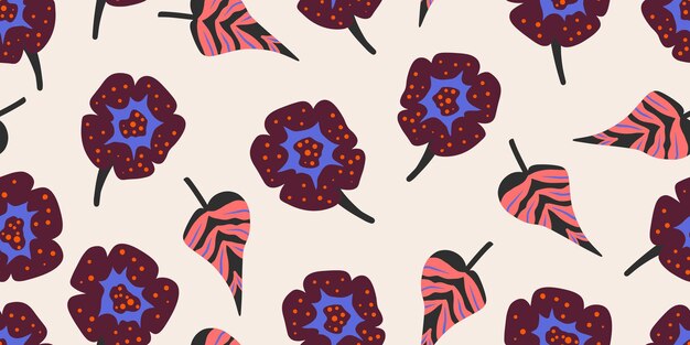 Vector flores dibujadas a mano por vector patrón sin costuras para diseño textil papel de pared artículos de papelería decoración del hogar embalaje fondo arte y artesanía