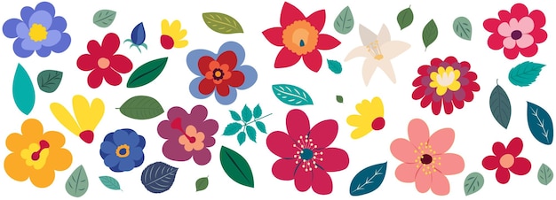 Flores diseño plano conjunto vector aislado