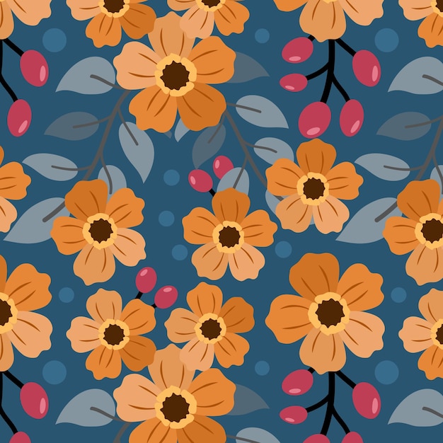 Flores dulces y deja dibujar a mano patrones sin fisuras para papel tapiz textil de tela