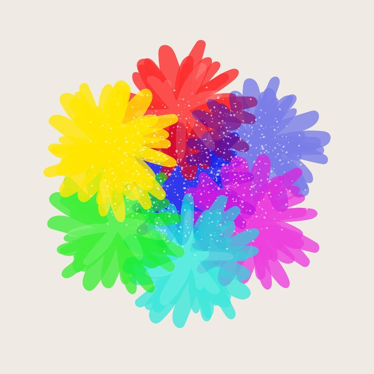 Vector flores efecto risógrafo formas geométricas abstractas elementos florales vectoriales elementos con impresión riso