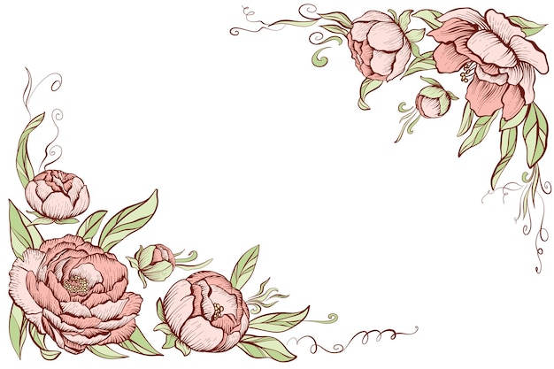 Vector flores enmarcadas fondo floral dibujado a mano vector gratuito