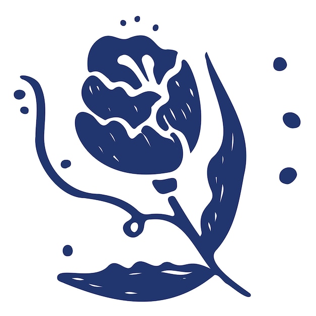 flores étnicas ilustración azul oscuro