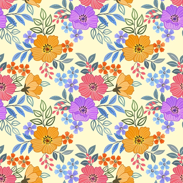 Las flores en flor de colores con un patrón sin costuras se pueden utilizar para el papel tapiz textil de tela