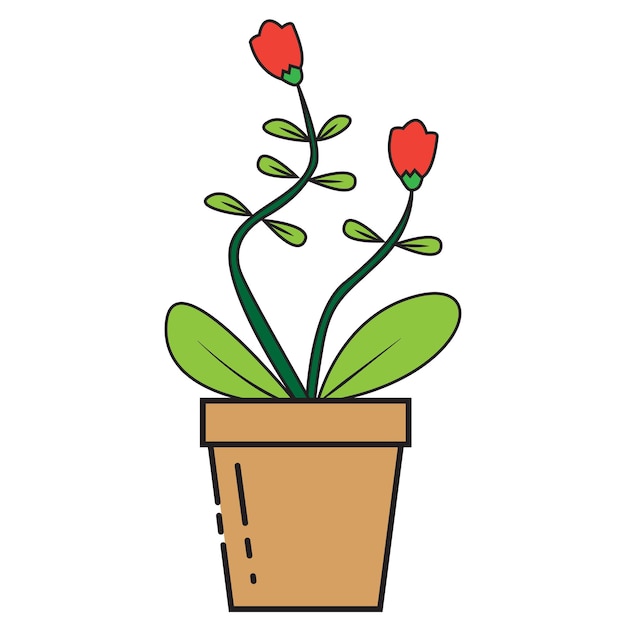 las flores florecen y prosperan en macetas icono ilustración vectorial