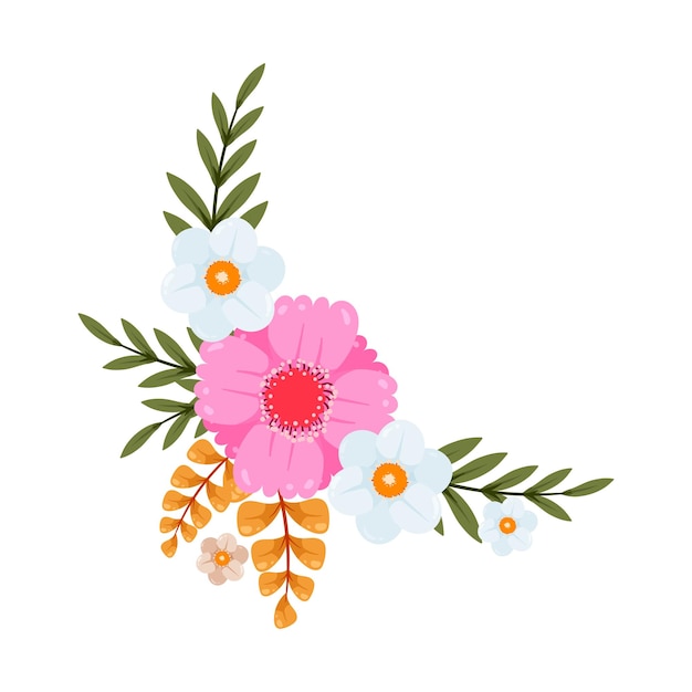 Flores y follaje de marco de esquina