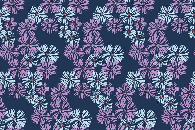 Flores de forma abstracta patrón sin costuras textura de fondo con pincel floral boceto dibujado por vector
