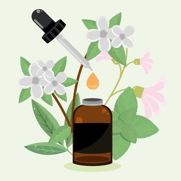 Vector flores de frasco gotero