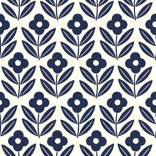 Flores de garabatos decorativos dibujados a mano silueta de patrón sin costura textura de flores sencilla escandinava