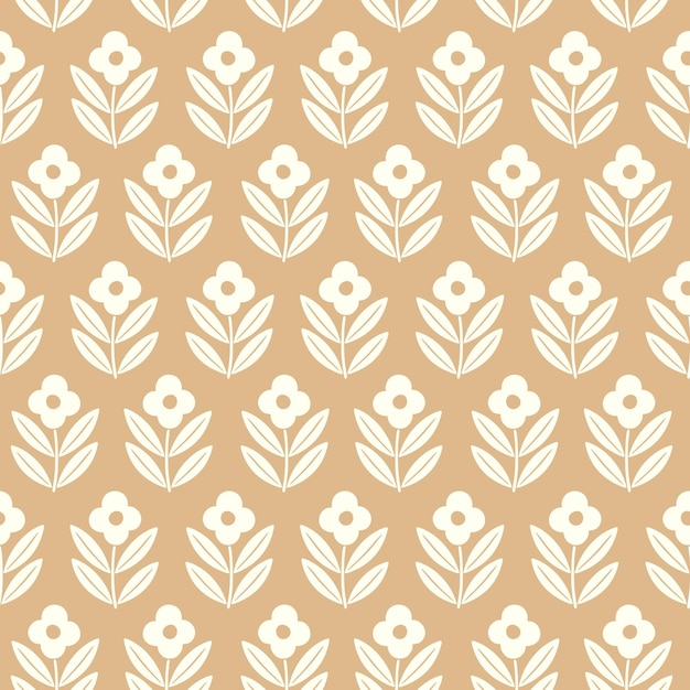 Flores de garabatos decorativos dibujados a mano silueta de patrón sin costura textura de flores sencilla escandinava