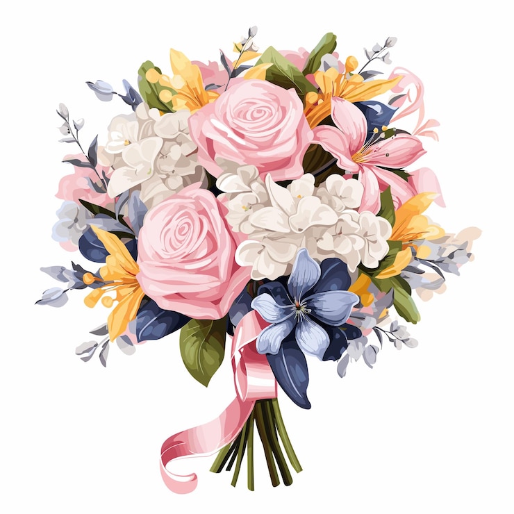 Vector flores y hojas para la boda