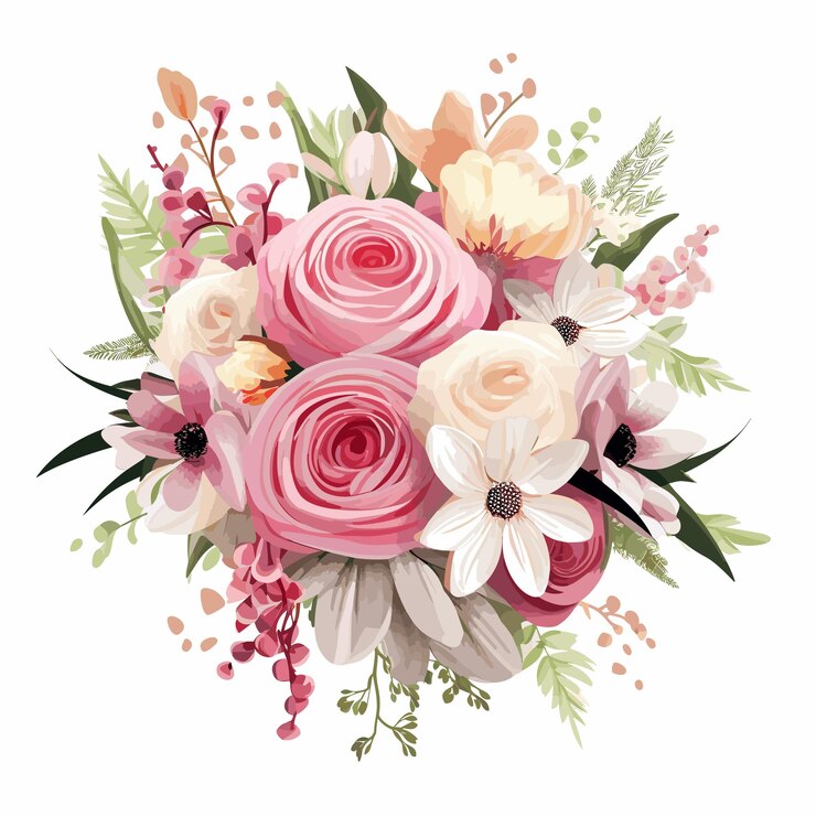 Vector flores y hojas para la boda