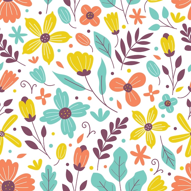 flores y hojas de colores sobre un fondo blanco