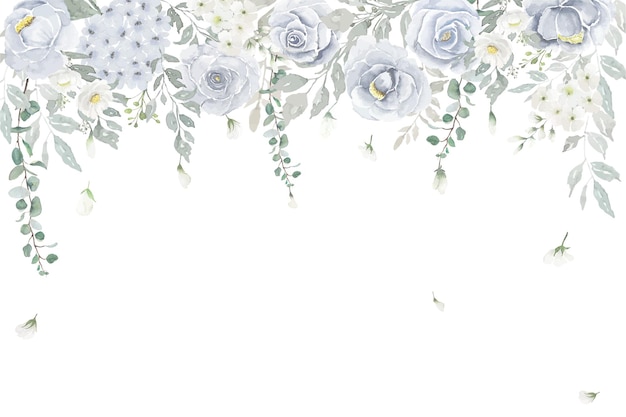 flores hojas marco acuarela tono pastel elemento de diseño de fondo