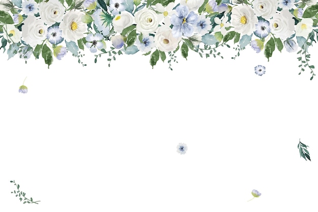 flores hojas marco acuarela tono pastel elemento de diseño de fondo