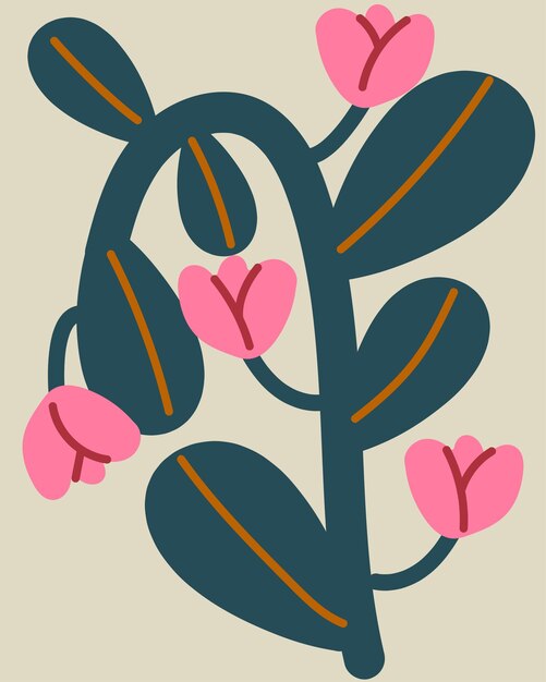 Flores y hojas minimalistas dibujadas a mano