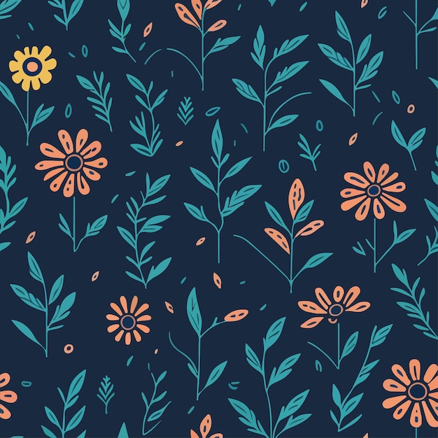 Flores y hojas patrón de vectores sin fisuras vector de fondo