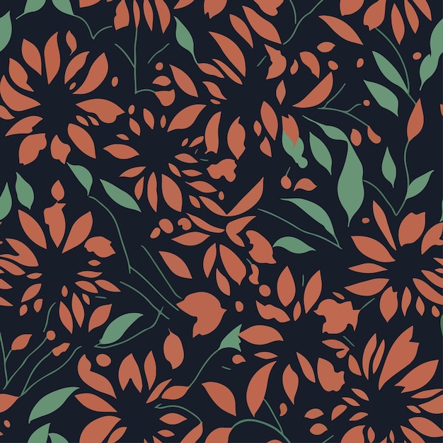 Flores y hojas patrón de vectores sin fisuras vector de fondo