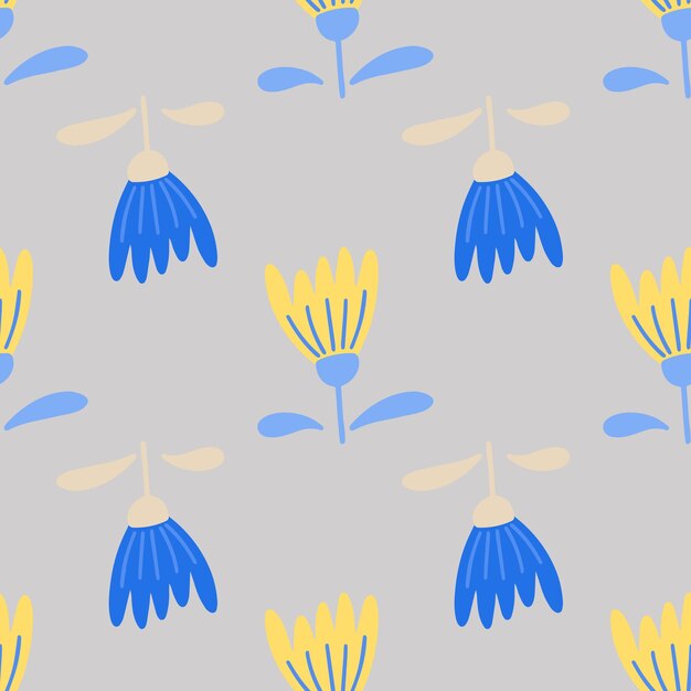 Flores y hojas de patrones sin fisuras fondo de estilo escandinavo