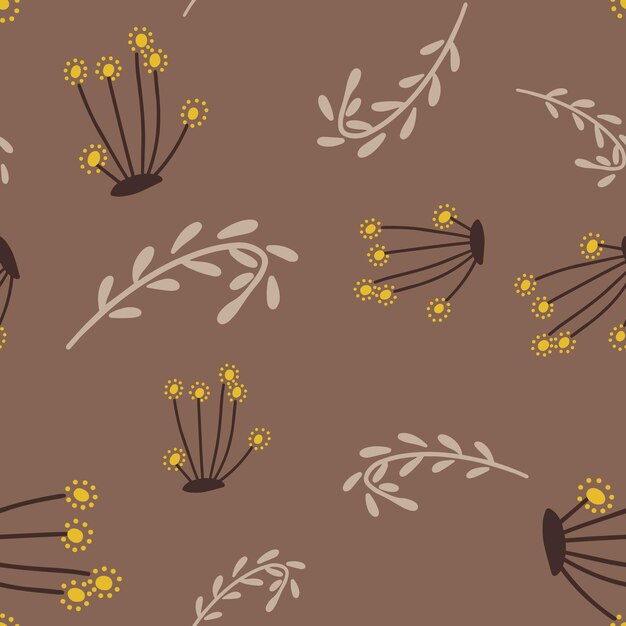 Flores y hojas de patrones sin fisuras fondo de estilo escandinavo