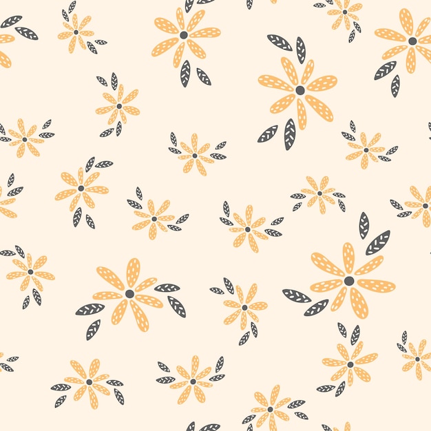 Flores y hojas de patrones sin fisuras fondo de estilo escandinavo