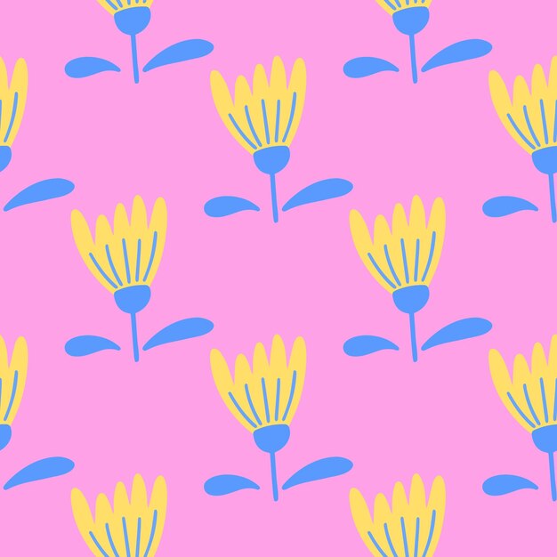 Flores y hojas de patrones sin fisuras fondo de estilo escandinavo