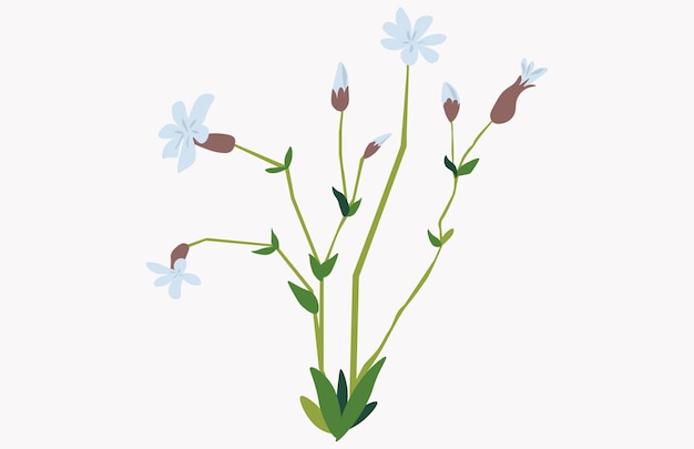 Flores con hojas ramos de flores Imagen vectorial de flores Impresión de arte de primavera