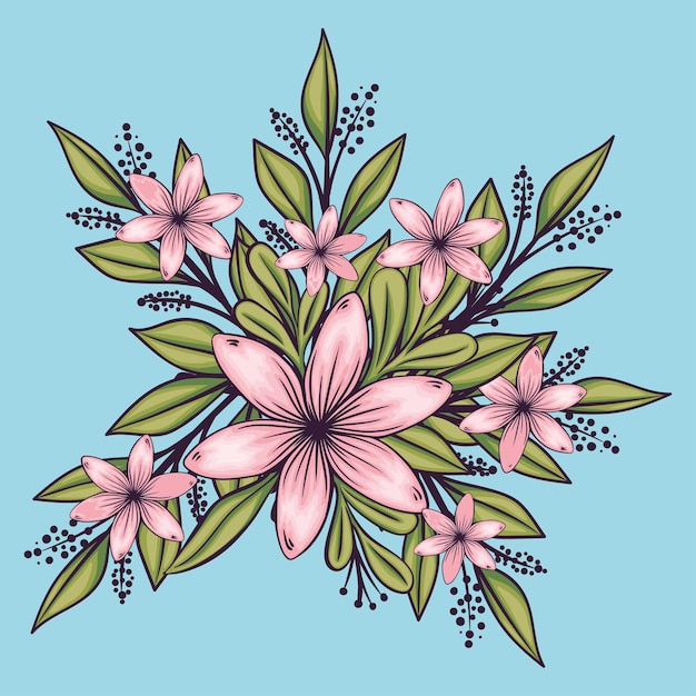 flores y hojas rosas