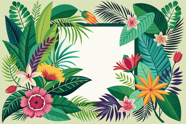 Flores y hojas tropicales de fondo Ilustración vectorial en estilo plano