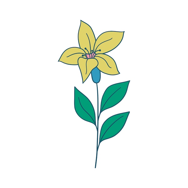Flores y hojas verdes ramos florales flores vectoriales impresión de arte de primavera con elementos botánicos