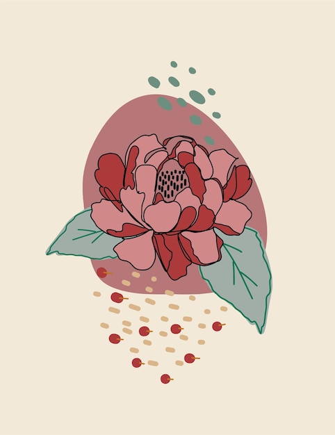 Flores ilustración creativa estilo de arte de línea mínima vector