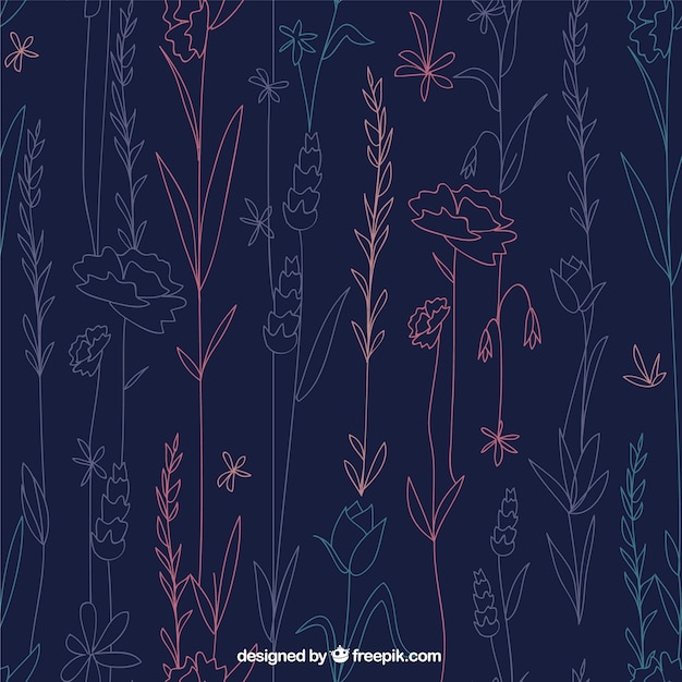 Vector flores incompletos en un fondo azul