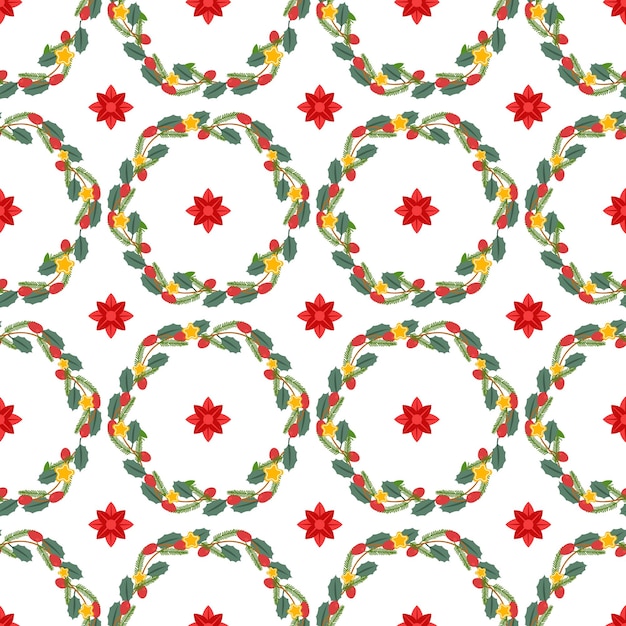 Flores de invierno para Navidad Diseño de patrones vectoriales sin costuras