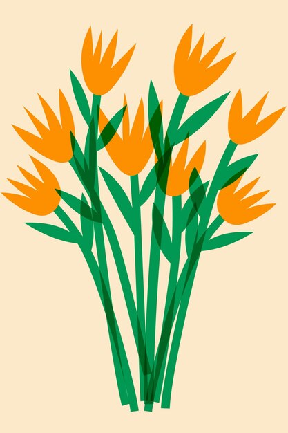 Flores en un jarrón Efecto de serigrafía colorido y lindo Efecto de impresión Riso Elemento gráfico