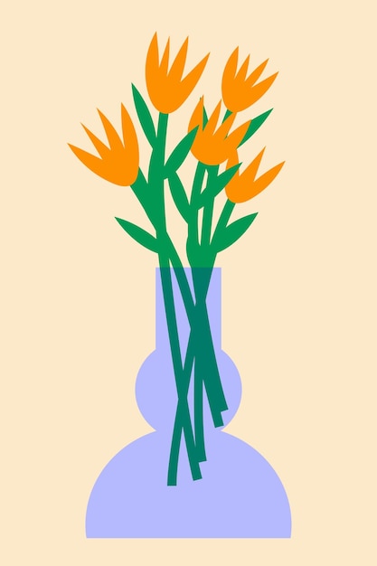 Flores en un jarrón Efecto de serigrafía colorido y lindo Efecto de impresión Riso Elemento gráfico