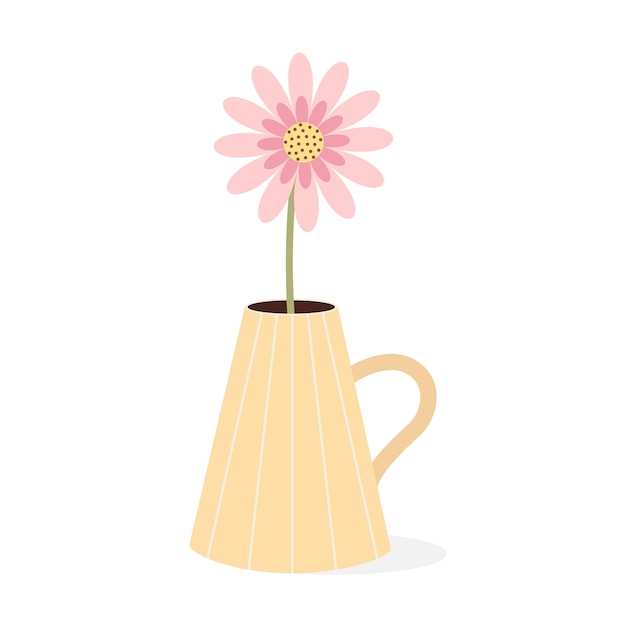 Flores en un jarrón Hola primavera Ilustración plana vectorial